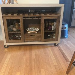 Rustic Bar Cart with Wheels