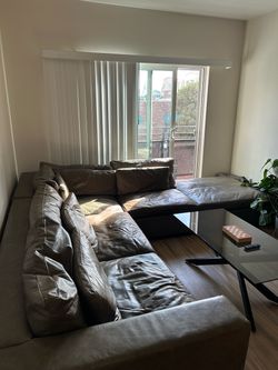 Green Leather Sofa  - West Elm