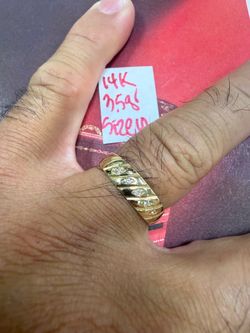14K Solid Gold Man Wedding Band with NATURAL DIAMONDS 💎 STONES 3.5Gr Size 10