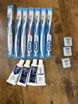 Oral-B Toothbrush Set + Crest Travel Toothpaste & Floss – 14 Pc Dental Care Kit
