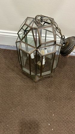 Brass and Glass Lantern Pendant Light