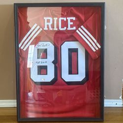 Framed Signed HOF Jerry Rice Jersey 