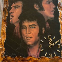 Sally Evans Elvis Portrait Vintage Portrait Clock