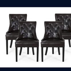 Dining Chairs - Leather Tufted Chairs -set Of 8 + 1