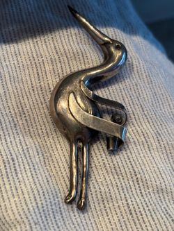 Mid century modern heron sterling pin
