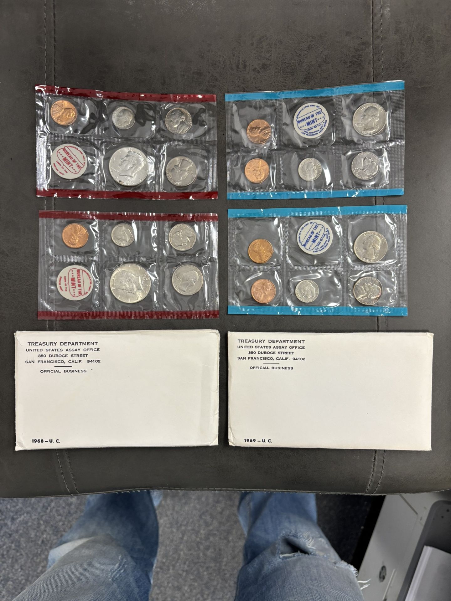 Pair 1968 & 1969 U.S. Mint Sets in OGP -- 20 TOTAL COINS WITH SILVER!