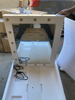 Chende Hollywood Lighted Makeup Vanity Mirror Light, Makeup Dressing Table Vanity Set Mirrors with Dimmer, Tabletop or Wall Mounted Vanity, 14 LED Li