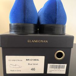 Elanroman - Men's Blue Velvet Loafers Dress Fashion Party Event Shoes
