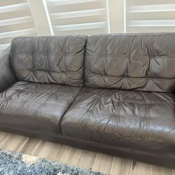 2 Piece Leather Sofa Brown Color