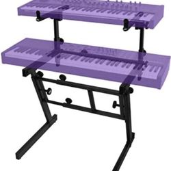 On-Stage KS7365EJ Pro Heavy-Duty Folding-Z Keyboard Stand with 2nd Tier,Black