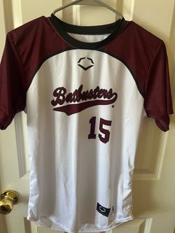Girls Large Evoshield Batbuster Jersey white with maroon sleeves #15 new