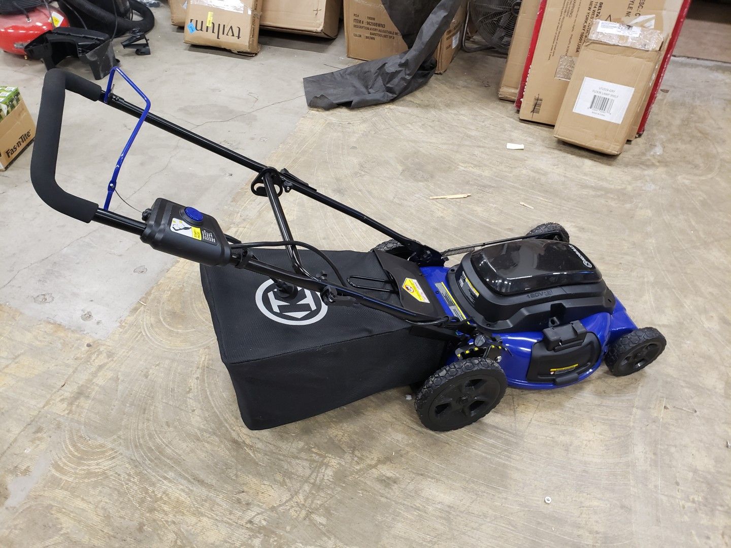 Kobalt corded electric lawn mower. Plugs into extension cord. 120 for