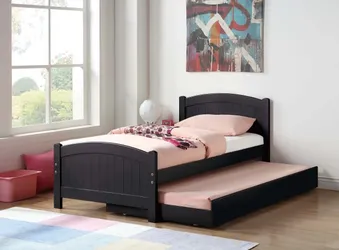 Twin Twin Size Black Trundle bed with Orthopedic mattress