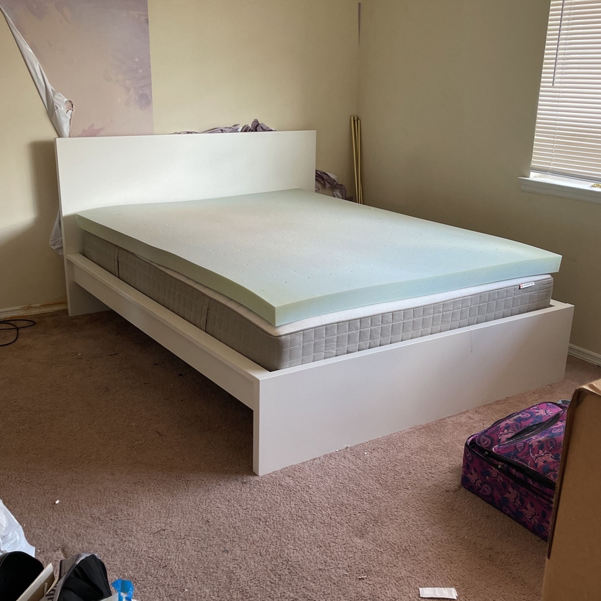 Ikea Malm White Queen Bed frame