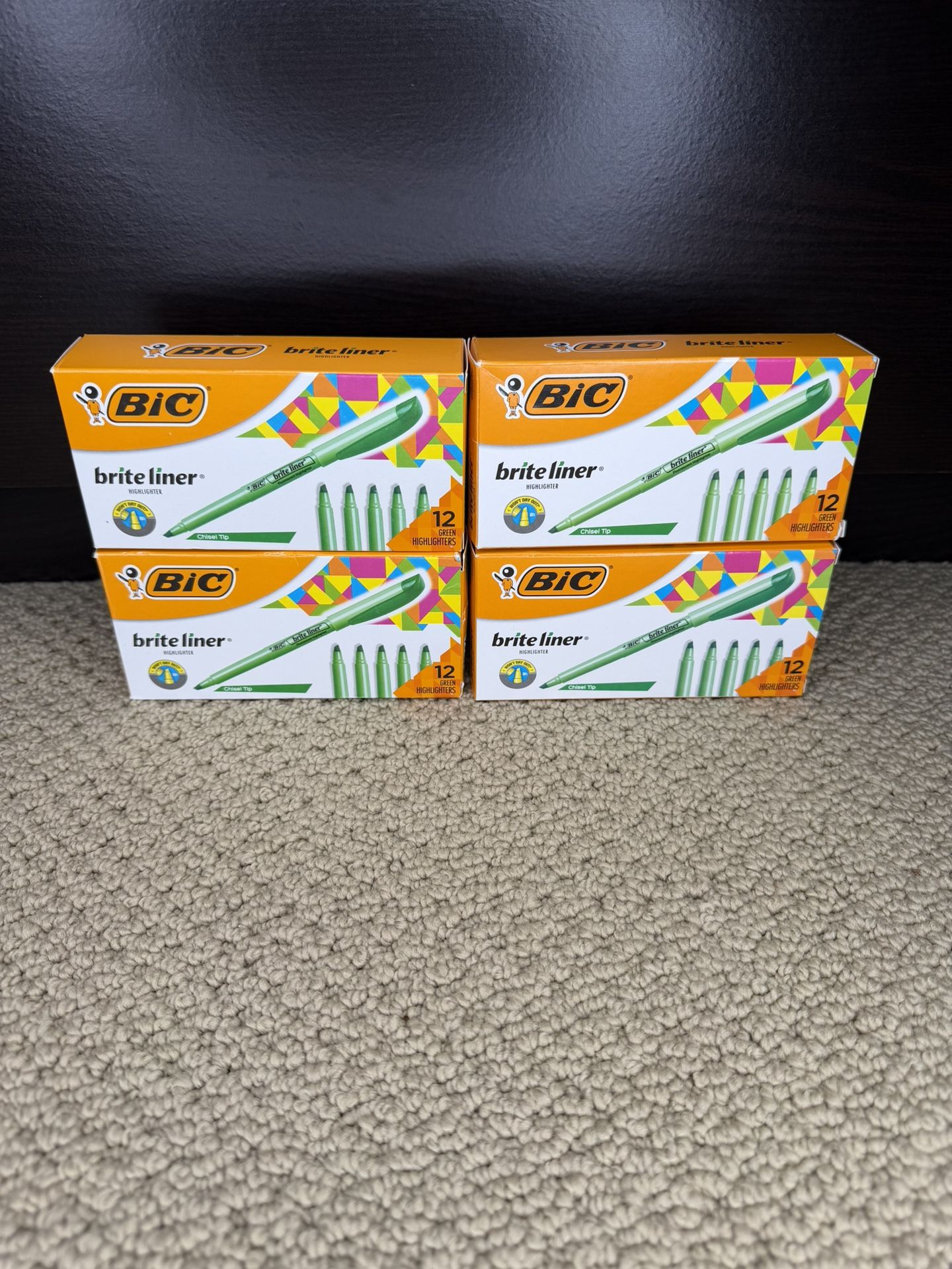 PRICE FIRM BIC BL11 Brite Liner Green Highlighters Chisel Point Box Of 12 - 4 packs