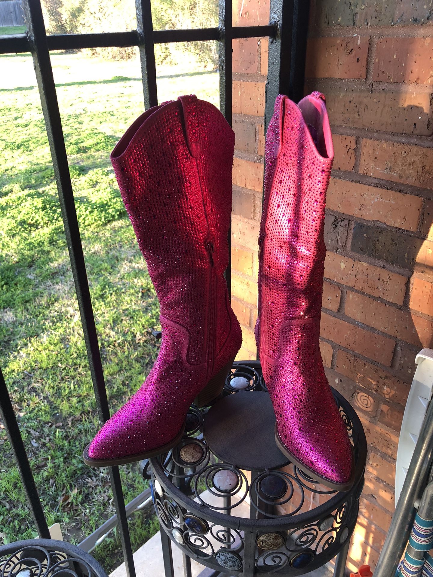 Pink Rhinestone Boots