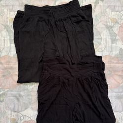 Lot of 2 Aerie Black Joggers High Waisted Baggy Women's Juniors Stretch Medium