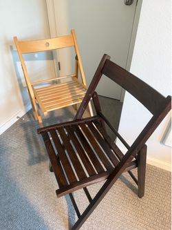 Wooden Folding Chairs – Set of 2 (Light & Dark Brown)