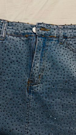 Rhinestone Embellished Denim Skirt
