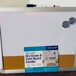 Wexford Dry Erase & Cork Board Combo with 2 Decorative Magnets & Dry Erase Marker ⚪️11” x 14”  ⚫️Great for Home, School, Work, etc. ⚪️$4 Each (Mult