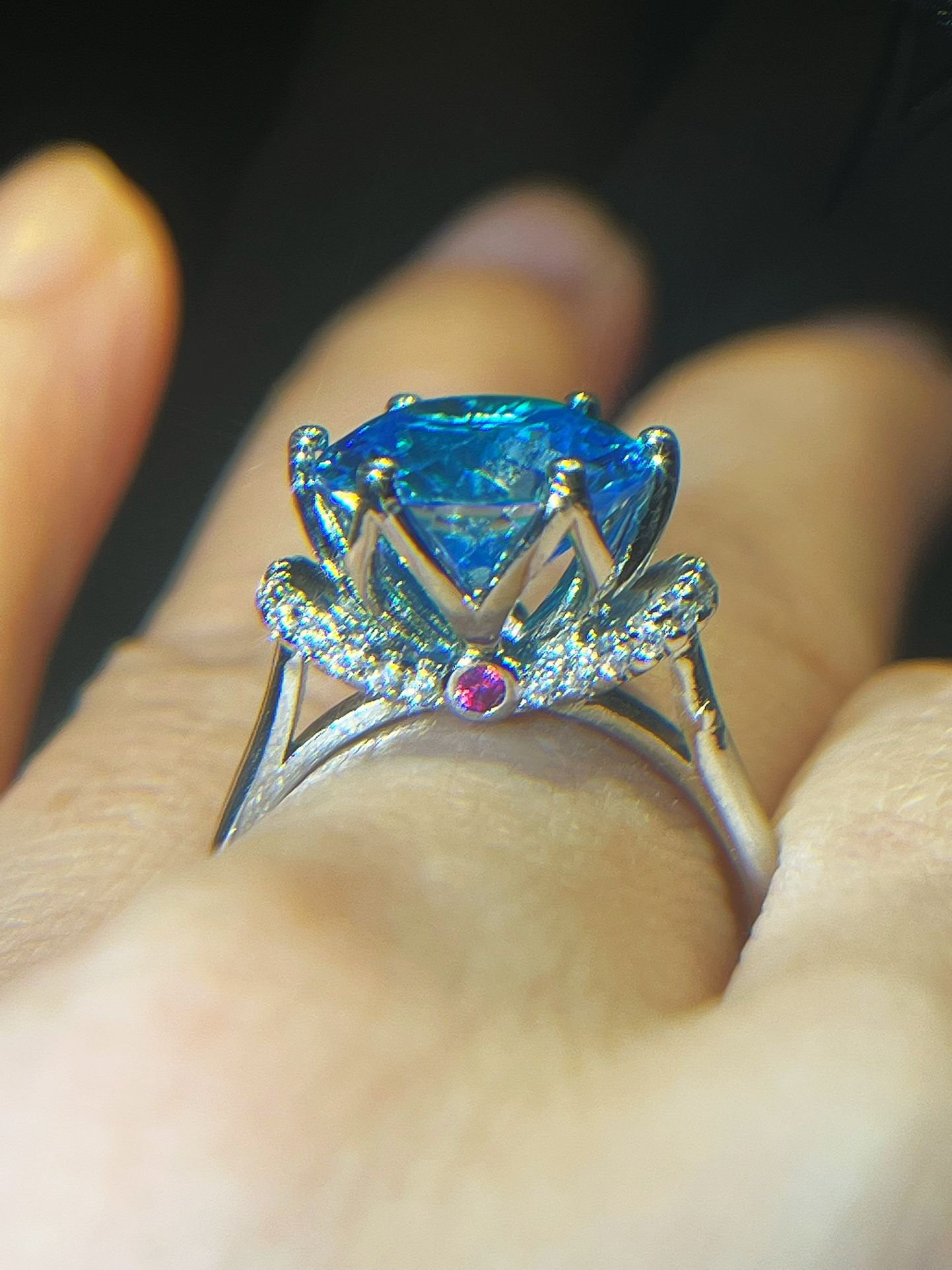 5ct Round Cut Crown Created Diamonds Ring/ Platinum PT950 FN /sparkle ring