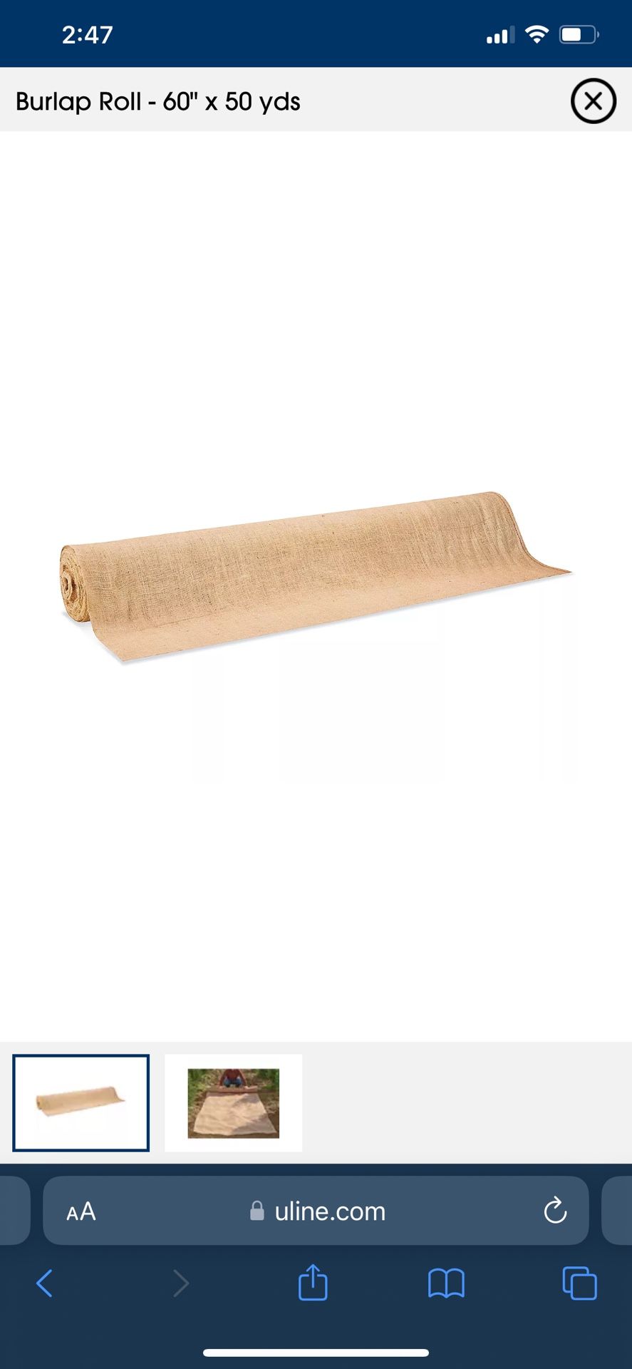 Burlap 60” x 50 Yards