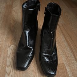 Black Faux Snake Skin Boots