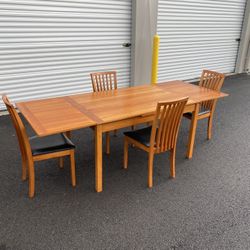 Mid Century Modern Danish Cherry Extendable Dining Table With Chairs