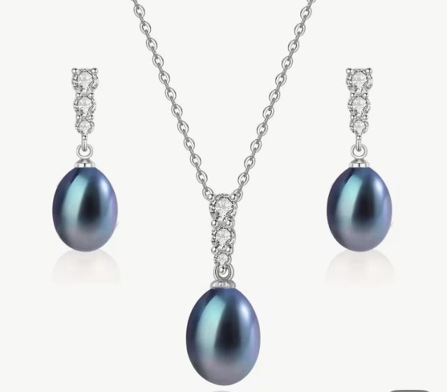 Set Of Tahitian Pearls In Sterling Silver