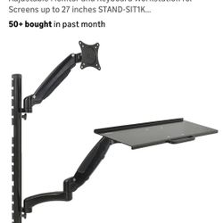 Vivo Adjustable Sit to Stand Wall Mounted Workstation For Monitor & Keyboard 