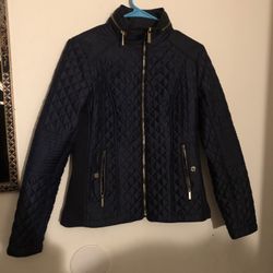 Michael Kors Blue Jacket With Hoodie Sz Medium 
