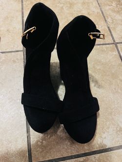 Black Suede Ankle Boots with Gold Buckle for Sale in San Antonio, TX ...
