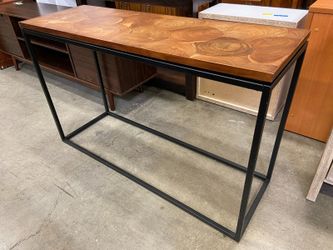 WORLD MARKET Light Stained Heartwood Grain Top Metal Console Table