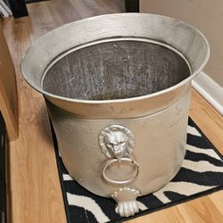 Heavy Metal Silver Plant Tree Pot Bucket Container