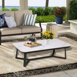 ❤️‍🔥 51 in. Aluminum Outdoor Coffee Table with Sintered Stone Tabletop$149