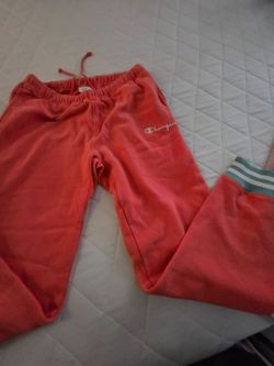 Champion Sweatpants Red with Teal Stripe