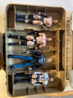 WWE action figures with money in the bank carrying case