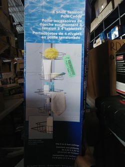 4 Shelf Tension Pole For Shower Brushed Nickel Finish