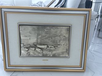 The artwork depicted is titled "Mareggiata", an Italian phrase that translates to "storm surge" 