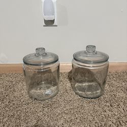 Two Clear Glass Jars Canisters