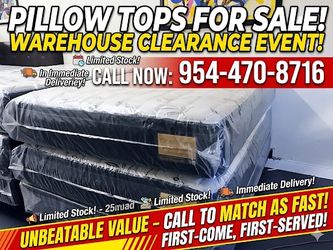 Upgrade your bedroom with a brand new, factory-sealed Pillow Top mattress and matching Box Spring set.