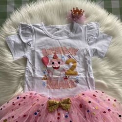 Baby Shark Toddler Girl Birthday Outfit 2T Brand New