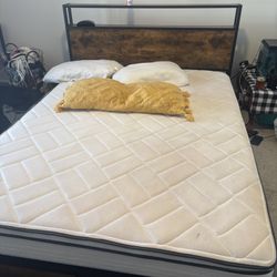 Bed Frame & Mattress With Pillows ( All Can Be Sold Separately)