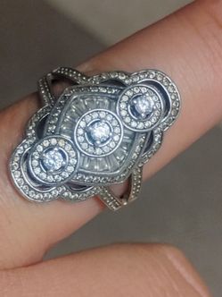Woman's art deco style ring sterling and cz stones from JTV