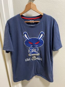 BKYS Embroidered Love Kills Blue Short Sleeve T Shirt Sz L