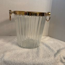 Vintage Hollywood Regency Rubble Glass Ice Bucket 