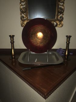 Glass bowl and candle holders