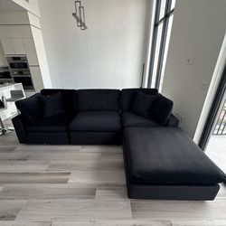 NEW Black Velvet Cloud Couch Sectional