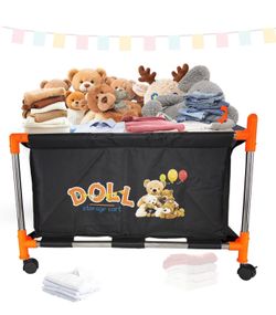 Toy Storage Organizer with Wheels, Stuffed Animal Storage Chest for Living Room, Playroom, Bedroom