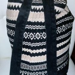 Beige and white Tribal Pattern Boho Backpack.